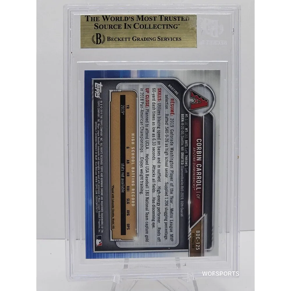 2019 Bowman Chrome Corbin Carroll Rookie #BDC-125 Diamondbacks Gem Mint 9.5